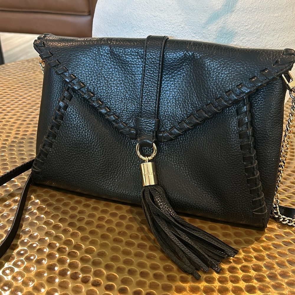 Milly Astor Clutch Black Pebble Leather Bag